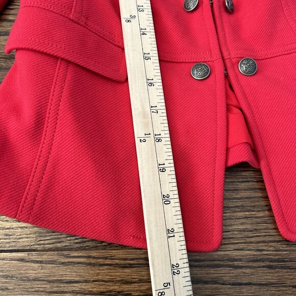 Talbots Womens Size 2 Petite Red Knit Twill Military Band Jacket Blazer Buttons - Picture 6 of 8